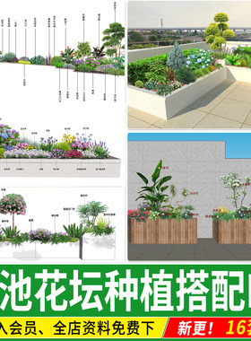 PS花坛花箱花池植物配置搭配组合组团庭院景观设计效果图PSD素材