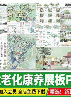 适老化社区改造提升设计老年人康养景观设计疗愈系PSD分层PS展板