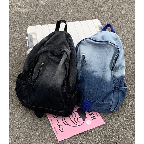 学院男女通用双肩包牛仔布