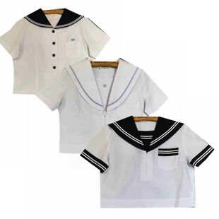 中古JK制服衬衫短袖日制萌妹白色衬衫水手服中间服夏服6