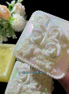 金雅创意diy 方形玫瑰花收纳盒模具水晶滴牡丹花胶首饰盒硅胶翻模