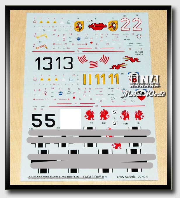 不列颠空战BF-109模型水贴纸