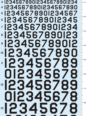 【天地模型】 USSAAF FONTS 1-2 （黑 白） 美军数字 水贴