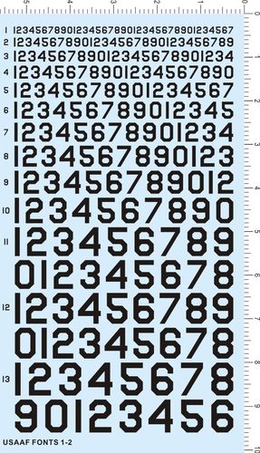 【天地模型】 USSAAF FONTS 1-2 （黑 白） 美军数字 水贴