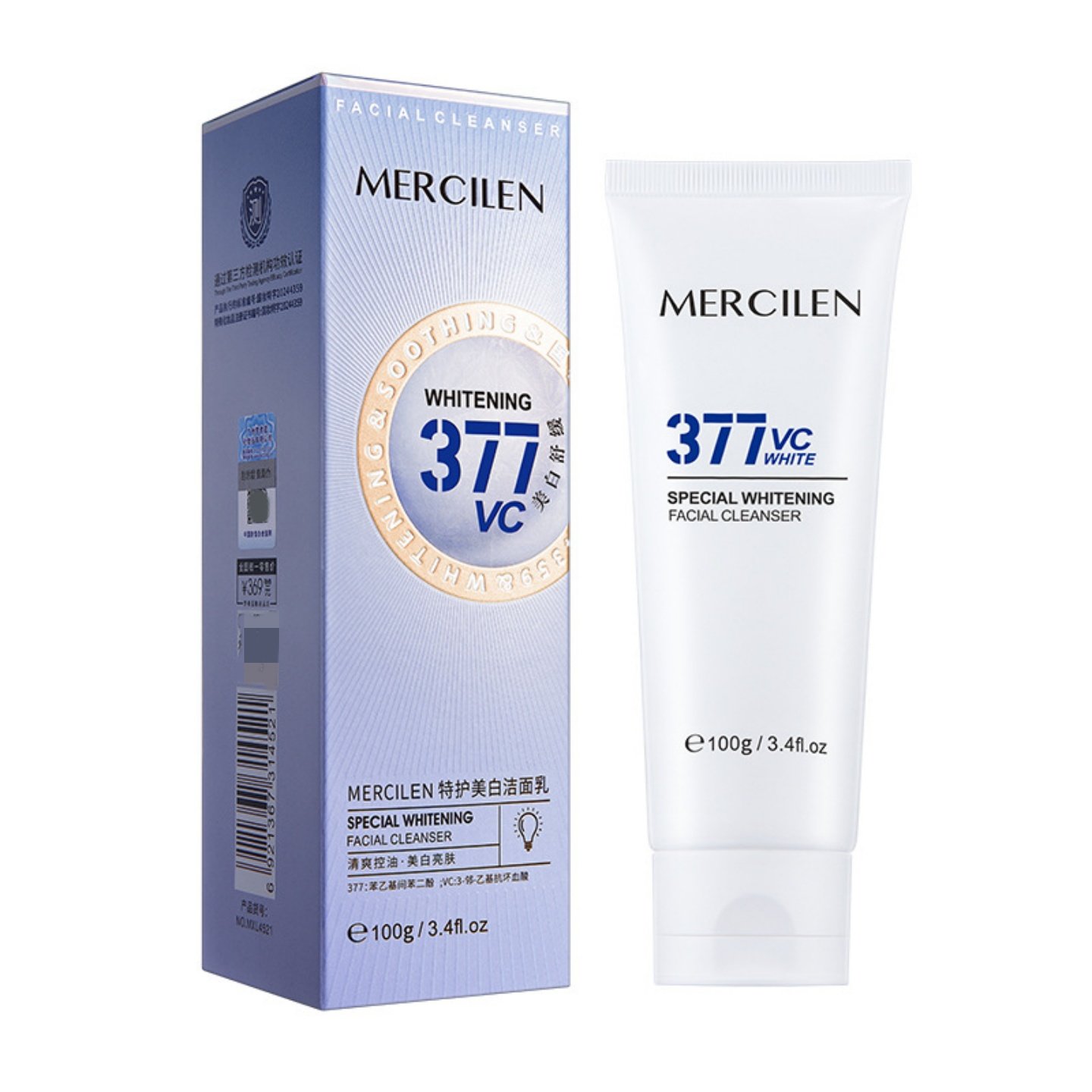 377C特护美白洁面乳学生洗面奶温和清洁去黑头控油收缩毛孔不紧绷