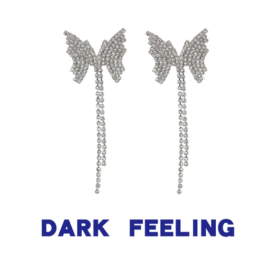 choker项圈水钻项链新娘蝴蝶结锁骨链短款颈链女简约颈带耳环套装