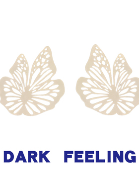 keyt米色蝴蝶耳环女简约百搭镂空耳钉女ins超火网红耳饰女chic潮