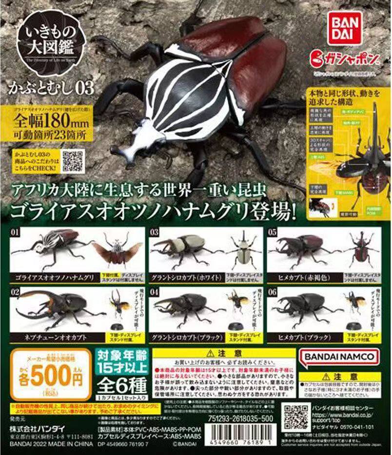 日本万代 生物大图鉴 甲虫03 海神大兜虫 大王花金龟属 扭蛋 现货