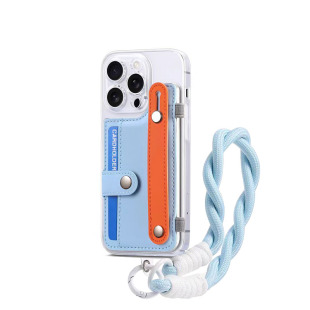 日韩腕带卡包带挂绳适用iPhone16promax手机壳苹果15新款13pro皮质插卡槽xs可放卡xr支架8plus男女透明保护套