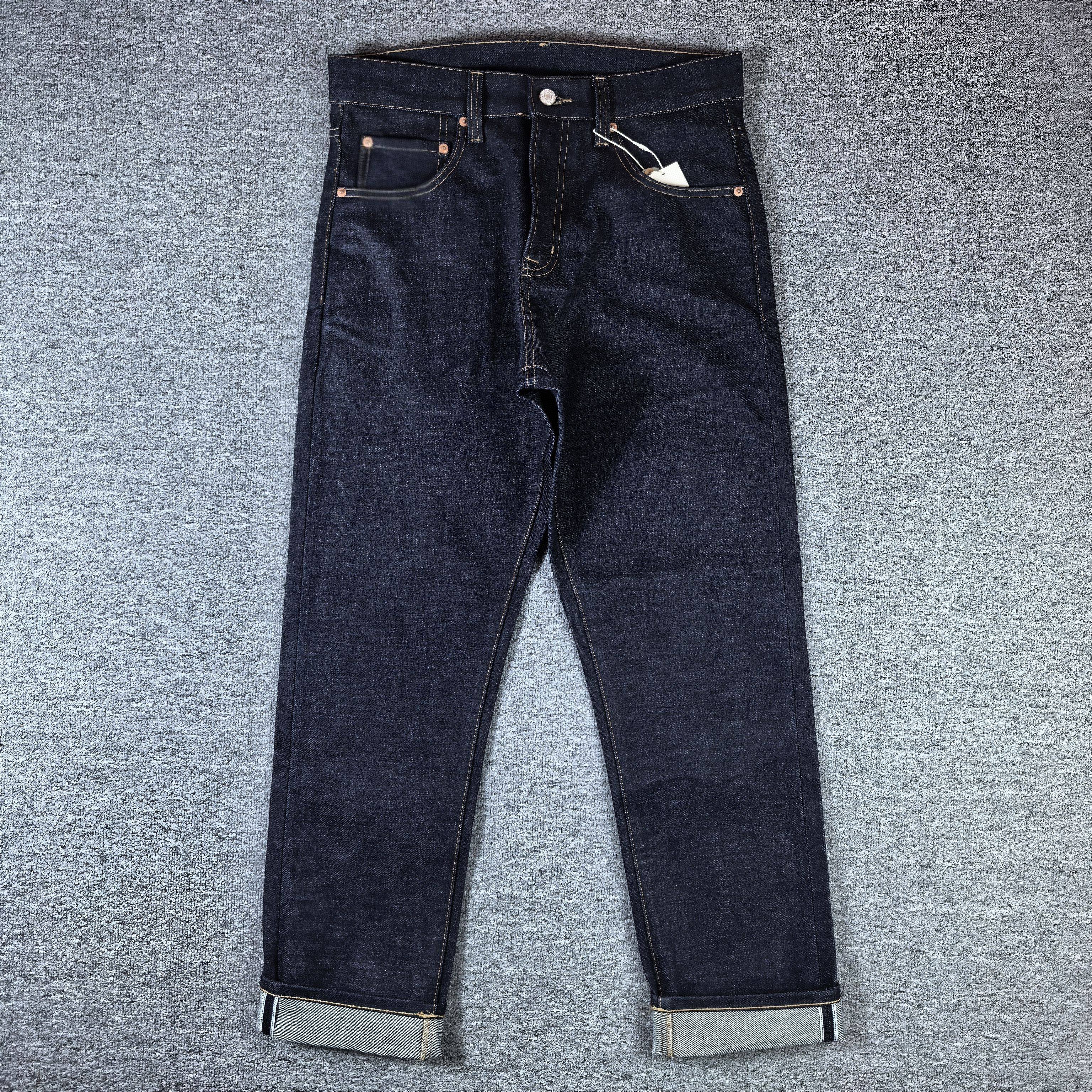 原色赤耳牛仔裤 未脱浆硬挺16安牛皮皮标男士宽松型复古RRL原浆