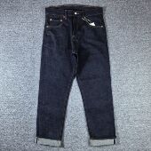 原色赤耳牛仔裤 未脱浆硬挺16安牛皮皮标男士 宽松型复古RRL原浆