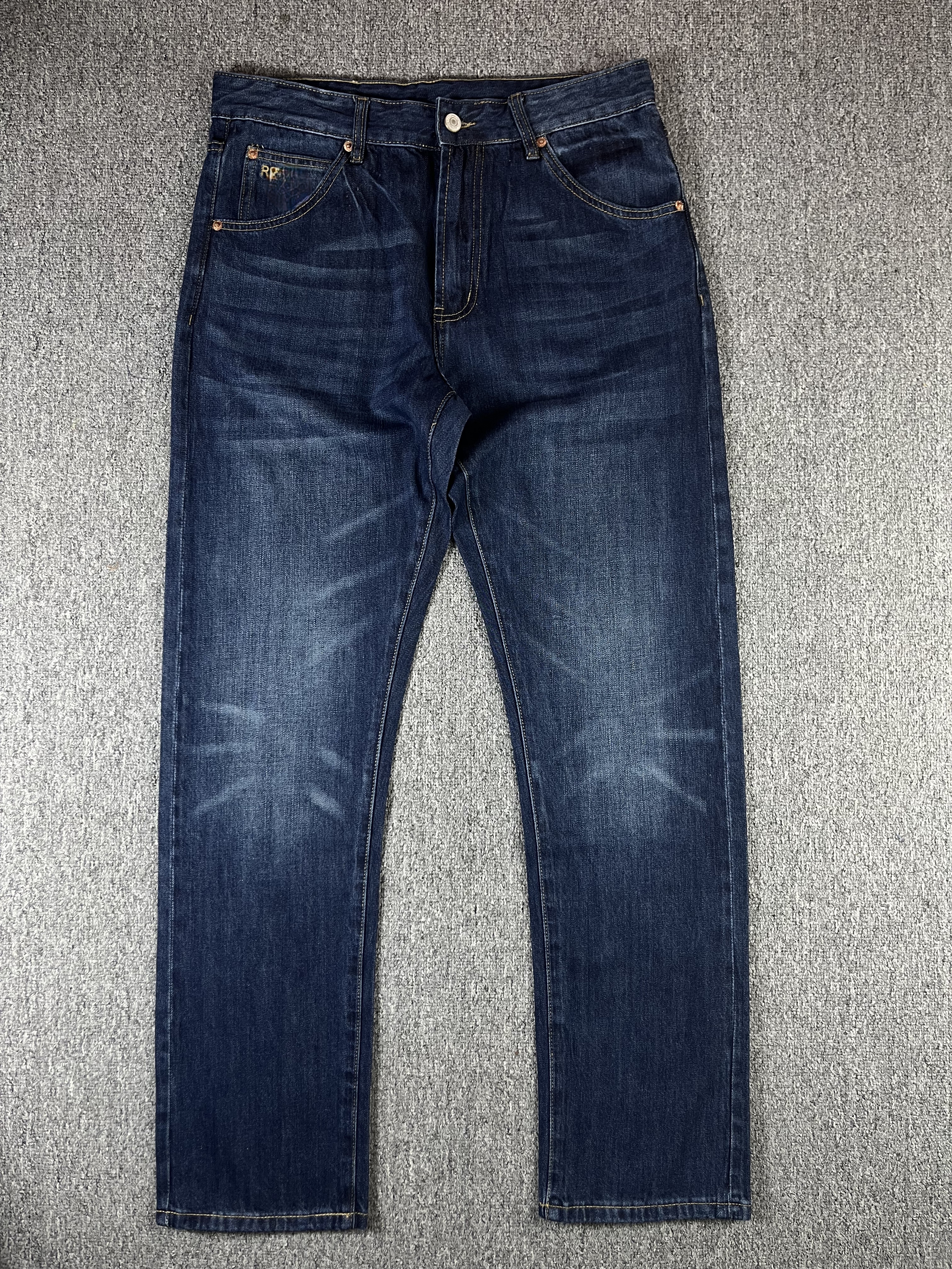 特 RRL双R 薄款水洗修身小直筒牛仔裤 美式复古男士休闲手工猫须