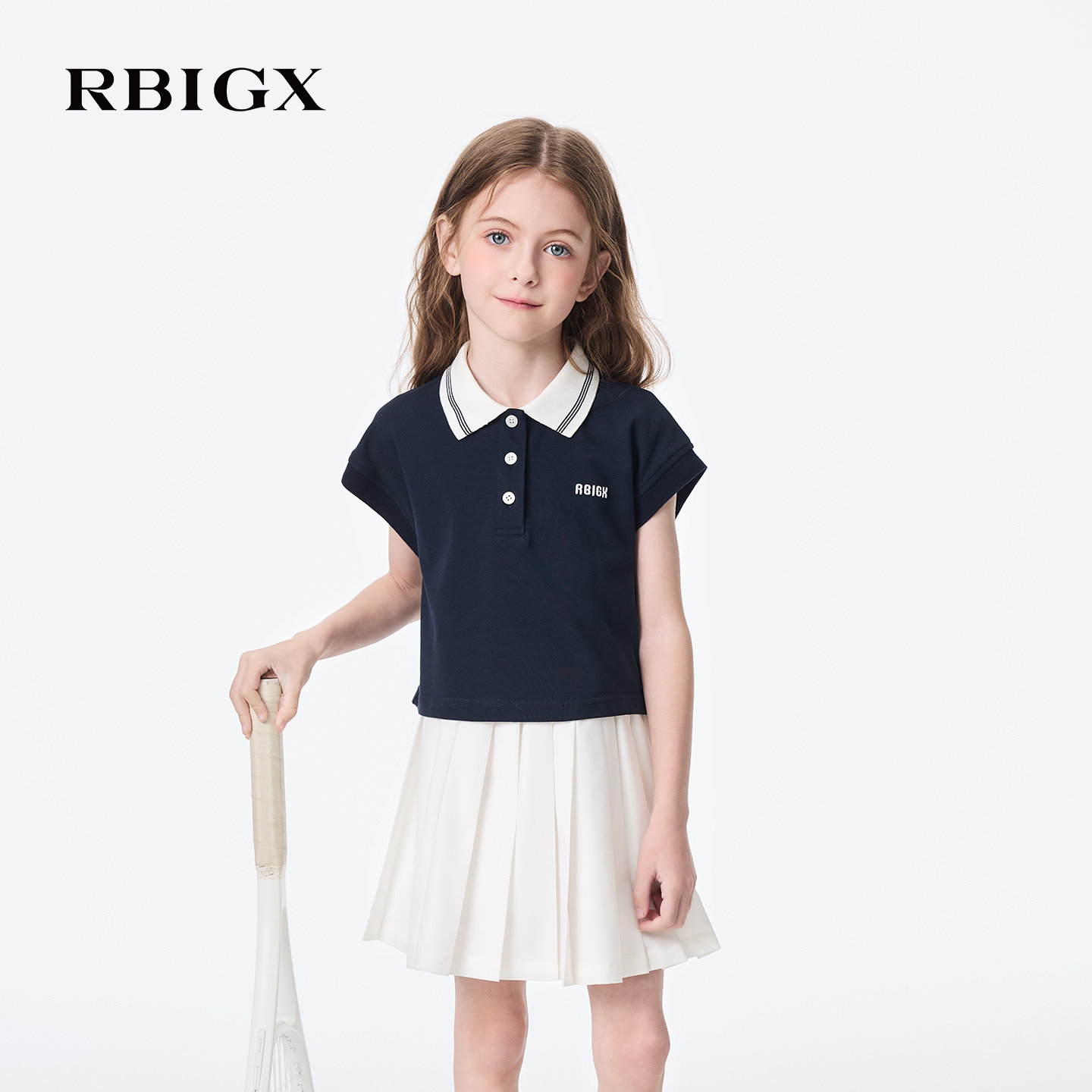 RBIGX瑞比克童装夏季新款学院风运动休闲女童百褶裙淑女半身裙