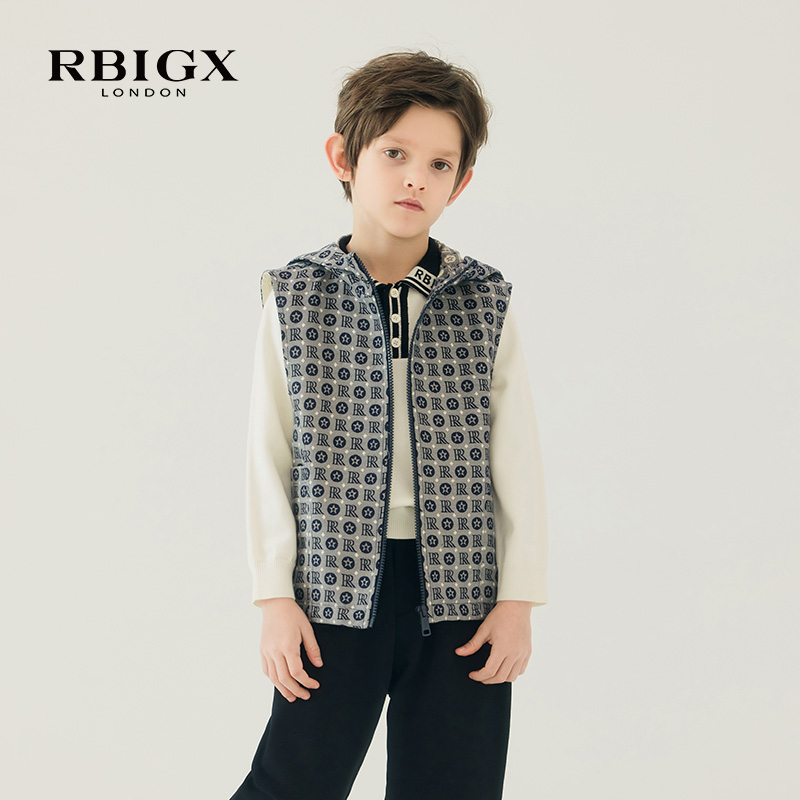 RBIGX瑞比克轻奢印花连帽马甲