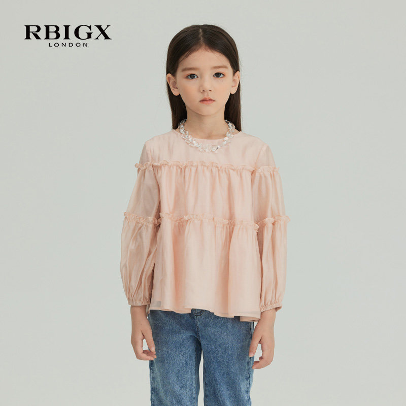 rbigx瑞比克童装春季新款小衫设计感甜美百搭透气宽松休闲上衣