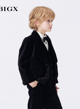RBIGX瑞比克童装2025秋季新款潮流设计感英伦风丝绒男童西装外套