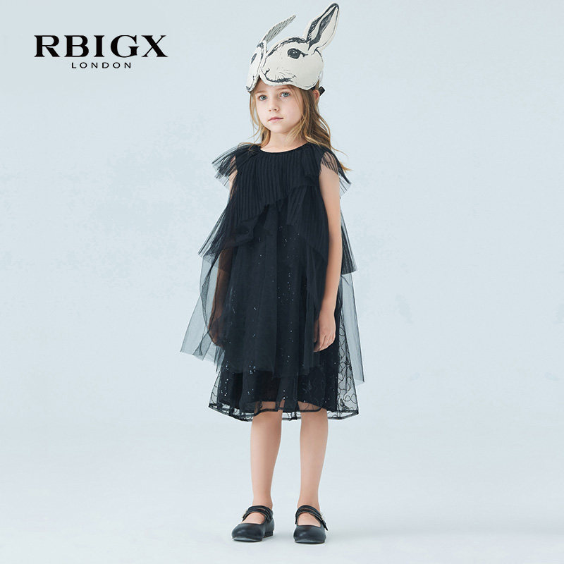 RBIGX瑞比克童装夏季新款蝴蝶珠片女童网纱无袖公主裙连衣裙