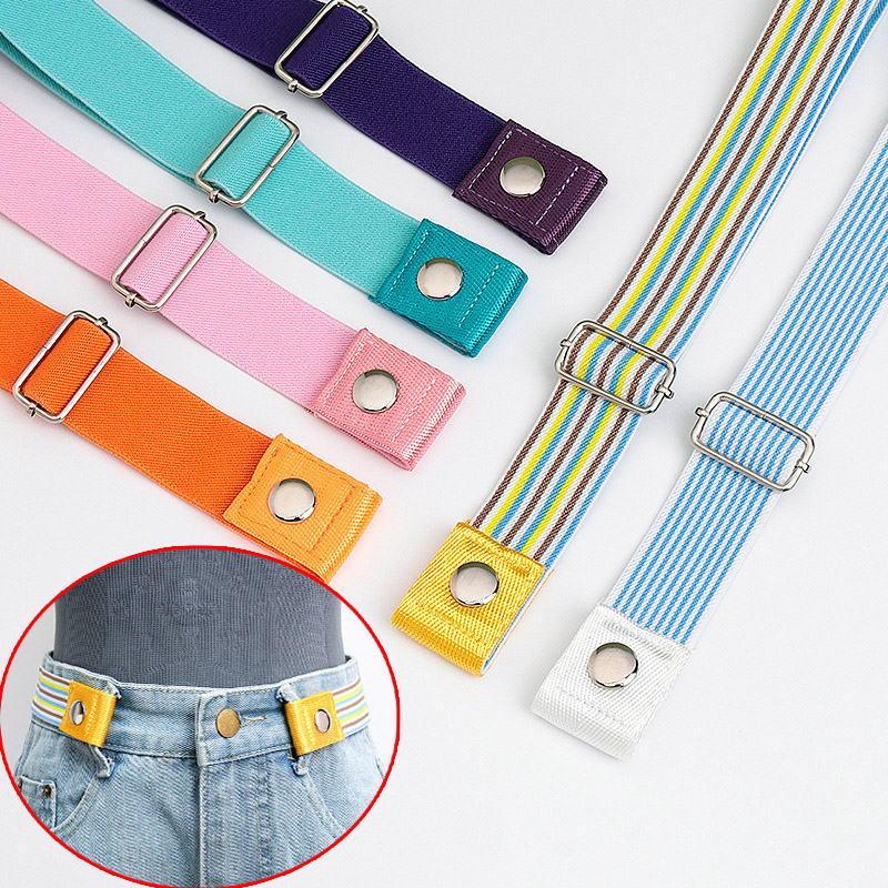 舒适透气帆布懒人腰带松紧百搭