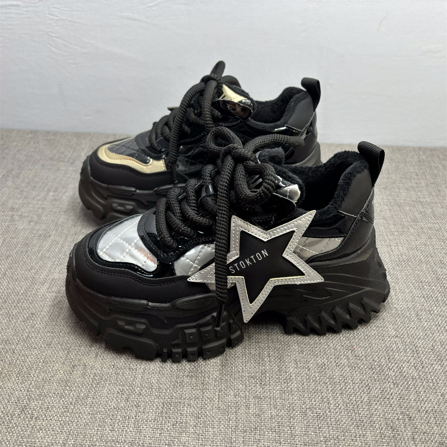 小个子增高冬季加绒老爹鞋女