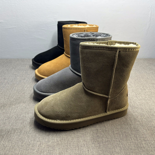 加绒加厚中筒磨砂牛皮套筒保暖棉鞋 断码 清仓处理真皮雪地靴女冬季