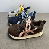 撤柜处理真皮网面娃娃头德训鞋 带休闲阿甘鞋 女春秋新款 厚底双鞋