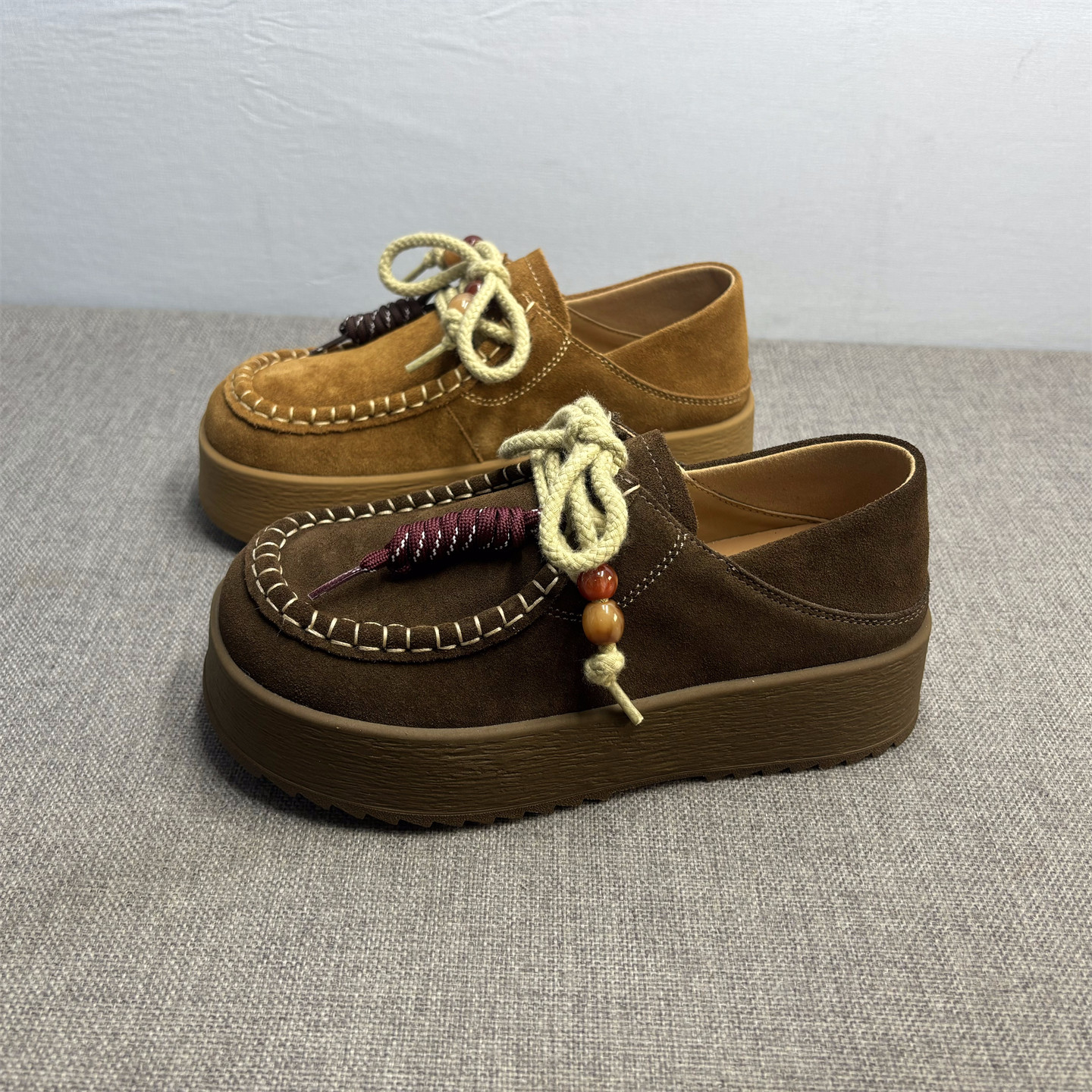 撤柜断码处理磨砂牛皮厚底袋鼠鞋女春秋真皮休闲串珠勃肯鞋乐福鞋,女鞋,乐福鞋（豆豆鞋）,淘宝优惠券,粉丝福利购,淘宝优惠卷