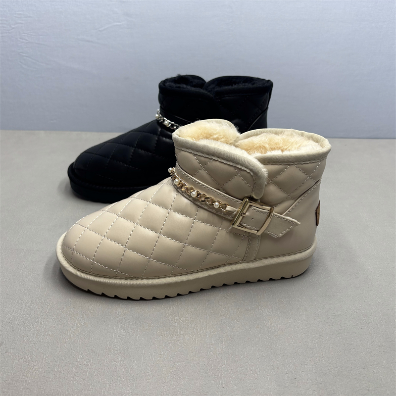 菱格纹雪地靴女冬季加绒保暖棉鞋