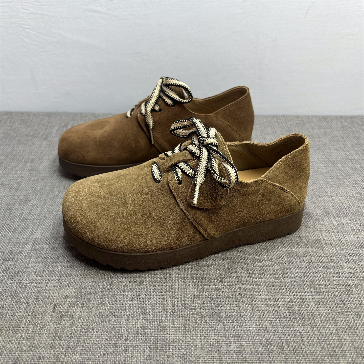 真皮系带全包勃肯鞋女春秋季单鞋