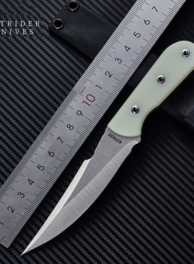 美国Strider挺进者mick手展会限量工缎面玉色G10柄牛排刀便携直刀