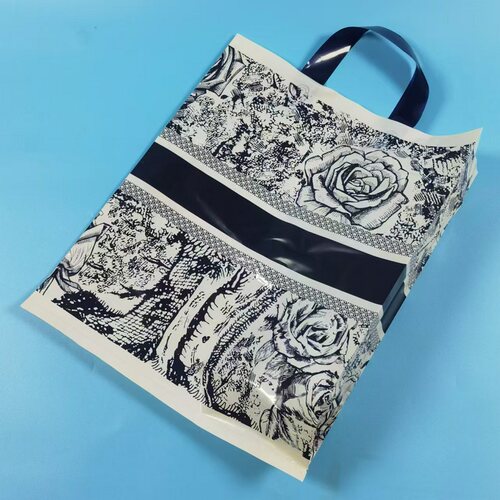 蓝艺花加厚商用服装塑料手提袋
