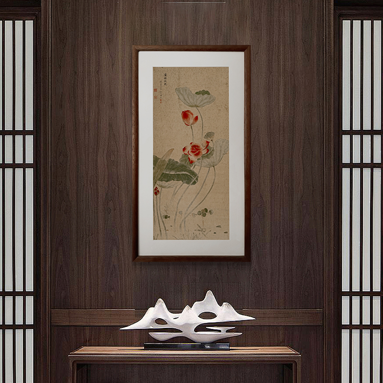 《浦塘秋叶图》 新中式国风走廊玄关竖版装饰画 家居饰品 国画 原图主图