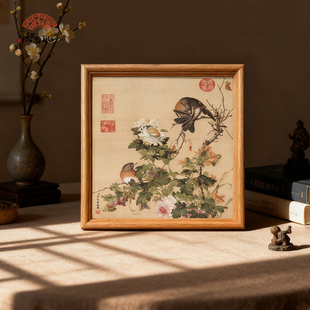 宋代美学办公桌床头柜摆件新中式装饰画挂画走廊过道壁画