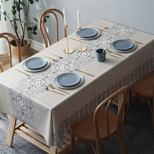 桌布防水防油防烫免洗长方形餐桌台布中式 茶几布网红PVC桌垫家用