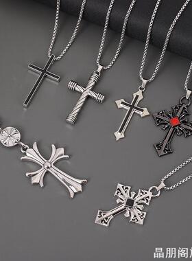 潮牌十字架项链男女新中式个性街头复古吊坠情侣设计时尚颈链