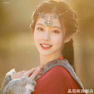 款额套装月牙苏古全套眉心耳坠锁骨拍照沙漠仙气耳环简约风月大漠