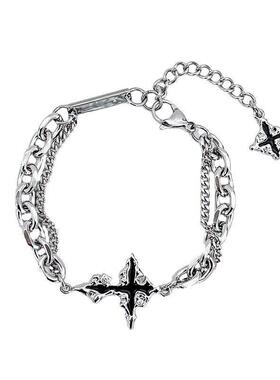 钛钢手链男潮高级感ins小众设计感轻奢高街嘻哈男生十字架酷手饰