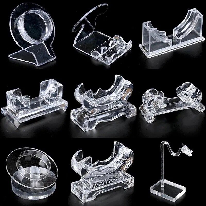 圆形斜面亚克力水晶手串透明手链托双圆手镯展示道具翡翠玉镯架子