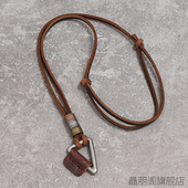 去有风 地方胡冰卿娜娜同款 日系复古风几何三角吊坠皮绳项链