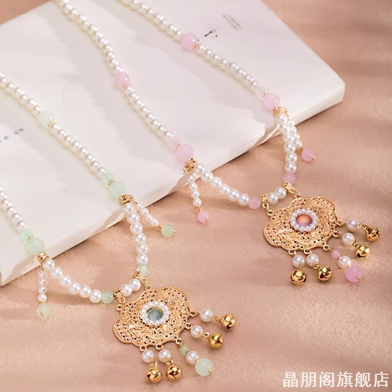 汉服旗袍儿童少女古风项链仿珍珠简约软璎珞锁骨链颈链饰品项圈