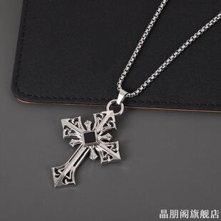 长款钛钢大十字架项链男款冷淡风哥特嘻哈辣妹毛衣链装饰配饰品女