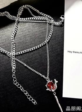 荆棘玫瑰双层钛钢项链女小众设计高级感气质2023年新款饰品