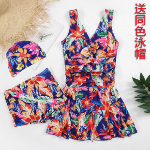 胖M温泉 网红大码 泳衣女遮肚显瘦保守中老年妈妈款 分体2024新款