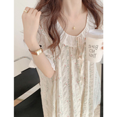 胖妹妹mm甜美荷叶边碎花睡裙花边睡衣家居服 女装 200斤春夏款 大码