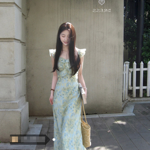 大码女装胖mm甜美小飞袖连衣裙