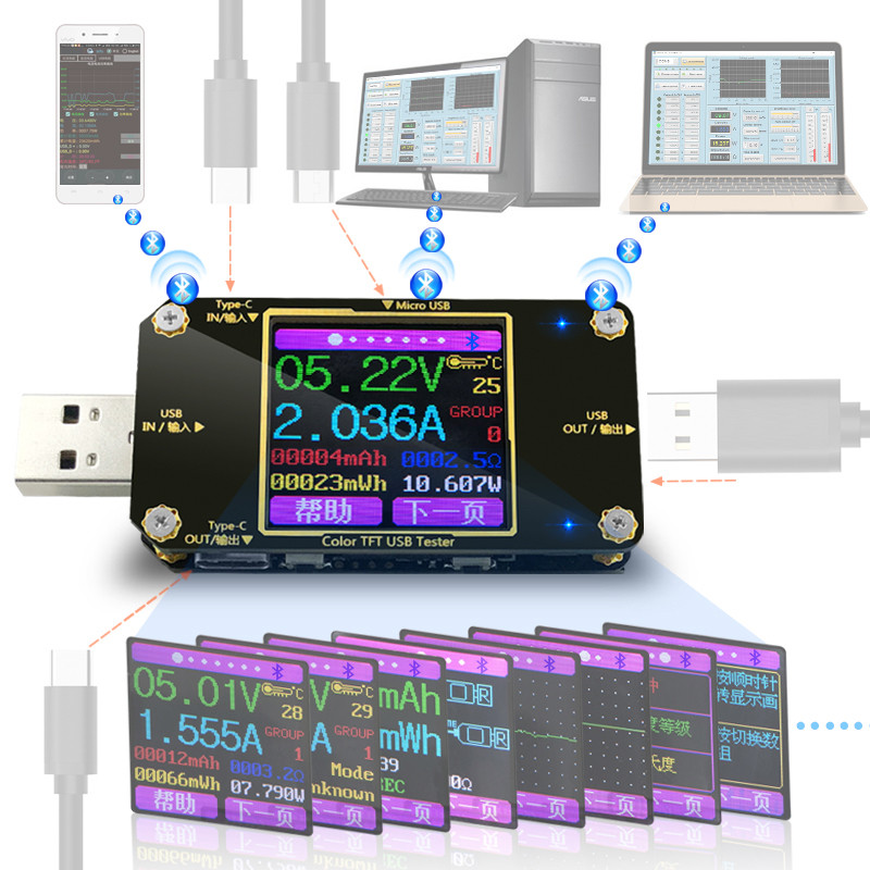 炬为USB3.0数显电压表电流显示充电器连接器检测试仪器容量功率计 电子元器件市场 连接器 原图主图