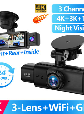4K Dash Cam Car Dual Lens Recorder WiFi 24h Parking Monitor
