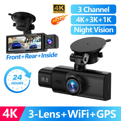 4K Dash Cam Car Dual Lens Recorder WiFi 24h Parking Monitor