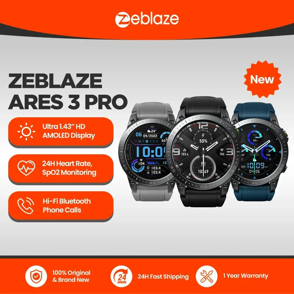 Zeblaze Ares3Pro Voice Calling SmartWatch 24H Health Monitor