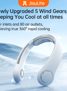 JISULIFE Portable Neck Fan Upgraded 5 Speeds Gears Adjustmen