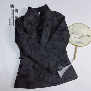 傲雪屋冬季修身保暖长袖日常高端旗袍上衣改良中国风盘扣唐装女